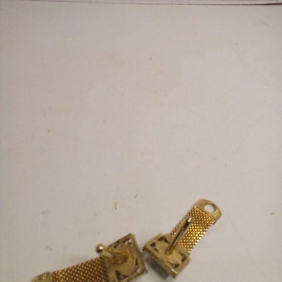 Swank Cufflinks Vintage Rectangle Green Stone - Picture 3 of 8